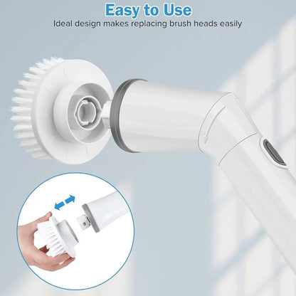 Electric Spin Scrubber, 1 Piece/2Pcs Rechargeable Electric Cleaning Brush with 6/12 Replaceable Brush Heads, Electric Rotary Scrubber Brushes with Adjustable Extension Handle, Cordless Shower Scrubber for Spring Cleaning, Tub, Toilet, Cleaning Supplies