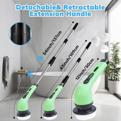 Electric Spin Scrubber, 1 Piece/2Pcs Rechargeable Electric Cleaning Brush with 6/12 Replaceable Brush Heads, Electric Rotary Scrubber Brushes with Adjustable Extension Handle, Cordless Shower Scrubber for Spring Cleaning, Tub, Toilet, Cleaning Supplies