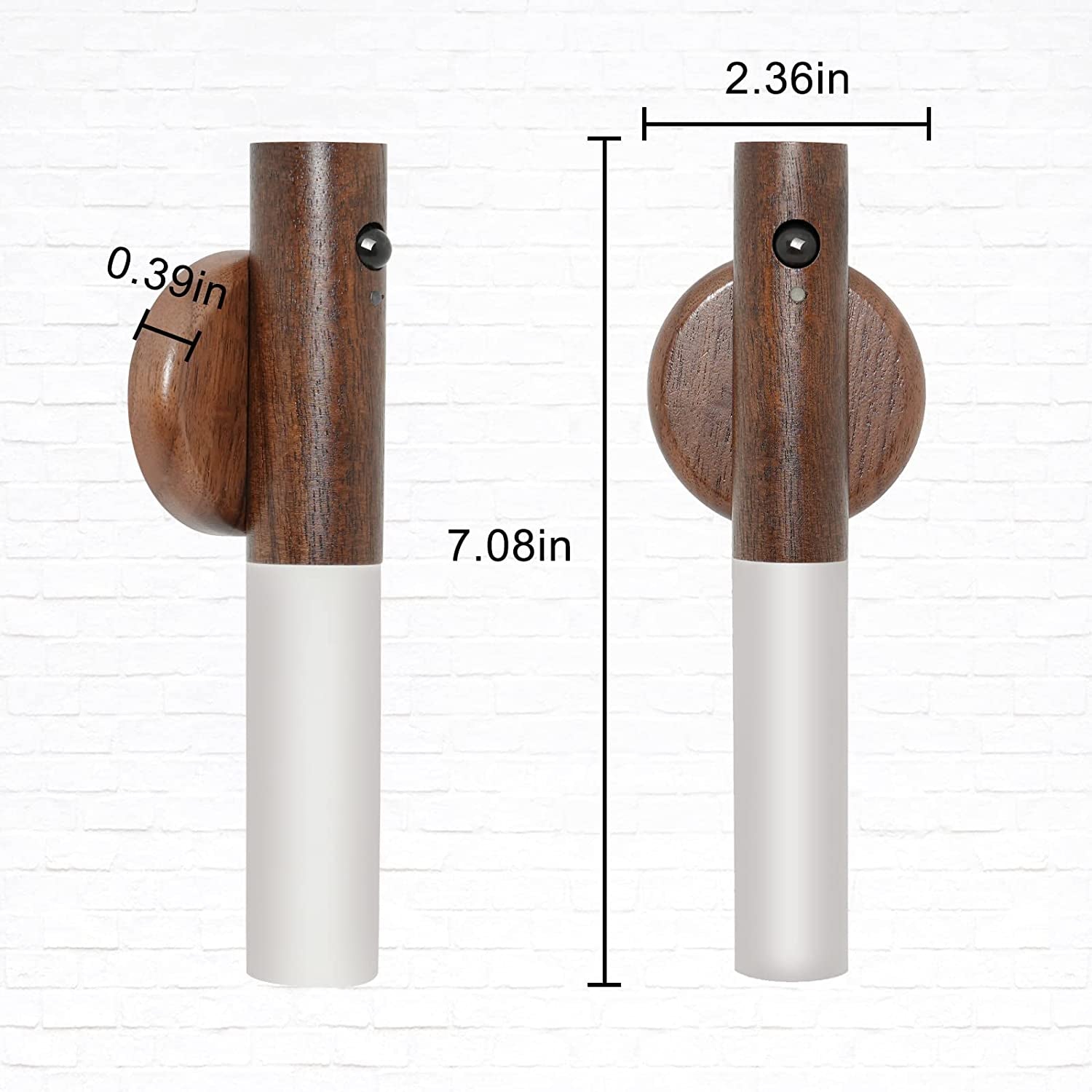 Wall Sconces with Motion Sensor, Smart Portable Magnetic USB Rechargeable Night Lights for Bedroom, Hallway, Stairway (Walnut Wood 2PCS)